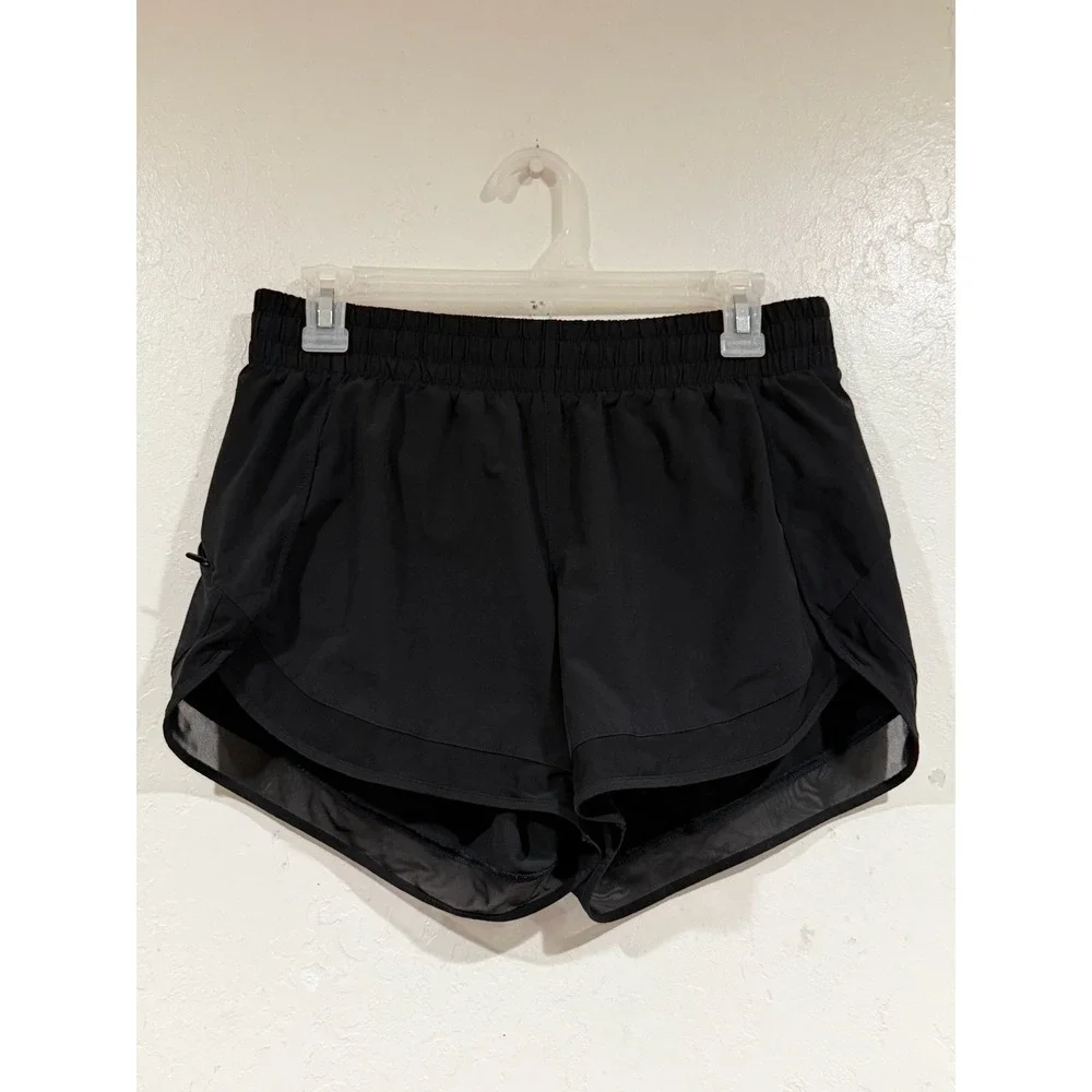 Athleta Mesh Racer Run Short 4 Black Womens Small Running Gym Athletic Shorts